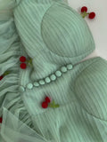 Niulatu A line Spaghetti Straps Mint Green Tulle Homecoming Dresses Simple Prom Dress With Cherry HZ1110