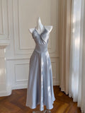 Niulatu A line Halter Gray Homecoming Dresses Simple Prom Dress HZ1110