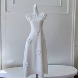 Niulatu A line Straps White Tea Lenghth Prom Dresses Simple Party Dress HZ1110