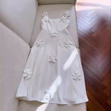 Niulatu A line Straps White Tea Lenghth Prom Dresses Simple Party Dress HZ1110