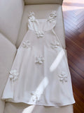 Niulatu A line Straps White Tea Lenghth Prom Dresses Simple Party Dress HZ1110