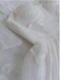 Niulatu A line Straps White Lace Prom Dresses Slit Evening Dress With Bow HZ1110
