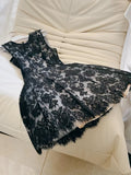 Niulatu A line Black Short Lace Homecoming Dresses Cocktail Dress HZ1110