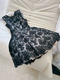 Niulatu A line Black Short Lace Homecoming Dresses Cocktail Dress HZ1110