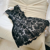 Niulatu A line Black Short Lace Homecoming Dresses Cocktail Dress HZ1110
