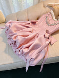 Niulatu A line Spaghetti Straps Short Pink Homecoming Dresses Cocktail Dress HZ1110
