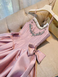 Niulatu A line Spaghetti Straps Short Pink Homecoming Dresses Cocktail Dress HZ1110