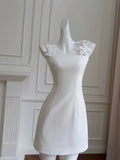 Niulatu Sheath Spaghetti Straps Short White Homecoming Dresses Cocktail Dress HZ1110