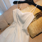 Niulatu A line Spaghetti Straps White Knee Length Homecoming Dress Birthday Dresses HZ1110