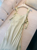 Niulatu Sheath Straps Sleeveless Silk Satin Sage Green Prom Dress Evening Dresses HZ1110