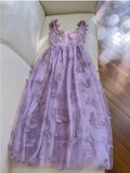 Niulatu A Line Straps Sleeveless Lilac Lace Prom Dress Evening Dresses HZ1110