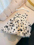 Niulatu A line Spaghetti Straps Black Flora White Homecoming Dress Birthday Dresses HZ1110
