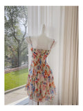 Niulatu A line Spaghetti Straps Flora Short Chiffon Homecoming Dress Birthday Dresses HZ1110