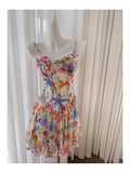 Niulatu A line Spaghetti Straps Flora Short Chiffon Homecoming Dress Birthday Dresses HZ1110