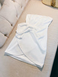 Niulatu A line Strapless White Short Satin Homecoming Dress Birthday Dresses HZ1110