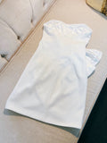 Niulatu A line Strapless White Short Satin Homecoming Dress Birthday Dresses HZ1110