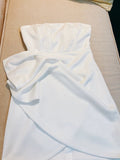 Niulatu A line Strapless White Short Satin Homecoming Dress Birthday Dresses HZ1110