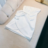 Niulatu A line Strapless White Short Satin Homecoming Dress Birthday Dresses HZ1110