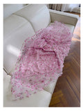 Niulatu A line Straps Sleeveless Pink Tulle Flowers Prom Dress Evening Dresses HZ1110