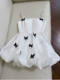 Niulatu A line Spaghetti Straps White Short Homecoming Dress Birthday Dresses With Butterfly HZ1110