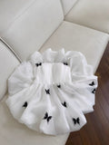 Niulatu A line Spaghetti Straps White Short Homecoming Dress Birthday Dresses With Butterfly HZ1110