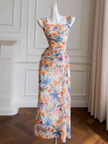 Niulatu Sheath Sleeveless Floral Long Prom Dress HZ1110