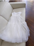 Niulatu A Line Spaghetti Straps Sleeveless Tulle White Prom Dresses HZ1110