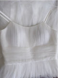 Niulatu A Line Spaghetti Straps Sleeveless Tulle White Prom Dresses HZ1110