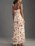 Niulatu Sheath Spaghetti Straps Sleeveless Floral Prom Dresses HZ1110