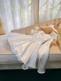 Niulatu A line Spaghetti Straps Bowknot White Short Homecoming Dress Birthday Dresses HZ1110