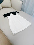 Niulatu Sheath Off The Shoulder Black Bowknot White Short Homecoming Dress Birthday Dresses HZ1110