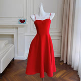Niulatu A line Spaghetti Straps Red Knee Length Homecoming Dress Birthday Dresses HZ1110