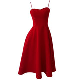 Niulatu A line Spaghetti Straps Red Knee Length Homecoming Dress Birthday Dresses HZ1110