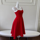 Niulatu A line Spaghetti Straps Red Knee Length Homecoming Dress Birthday Dresses HZ1110