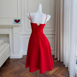 Niulatu A line Spaghetti Straps Red Knee Length Homecoming Dress Birthday Dresses HZ1110
