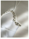 Niulatu A line Spagetti Straps White Short Pearls Homecoming Dress Birthday Dresses HZ1110