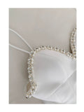 Niulatu A line Spagetti Straps White Short Pearls Homecoming Dress Birthday Dresses HZ1110