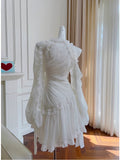 Niulatu A line Strapless White Chiffon Ruffles Homecoming Dress Birthday Dresses HZ1110