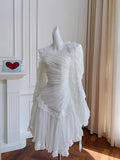 Niulatu A line Strapless White Chiffon Ruffles Homecoming Dress Birthday Dresses HZ1110