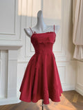 Niulatu A line Straps Burgundy ShortHomecoming Dress Birthday Dresses With Butterfly HZ1110