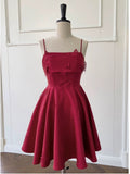 Niulatu A line Straps Burgundy ShortHomecoming Dress Birthday Dresses With Butterfly HZ1110