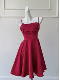 Niulatu A line Straps Burgundy ShortHomecoming Dress Birthday Dresses With Butterfly HZ1110