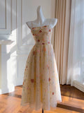 Niulatu A line Spagetti Straps Champagne Beads Tulle Homecoming Dress Birthday Dresses HZ1110