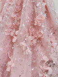 Niulatu A line Spagetti Straps Pink Short Lace Flowers Homecoming Dress Birthday Dresses HZ1110