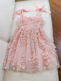 Niulatu A line Spagetti Straps Pink Short Lace Flowers Homecoming Dress Birthday Dresses HZ1110