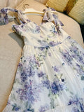 Niulatu A Line Straps Sleeveless Floral Lilac Long Prom Dresses HZ1110