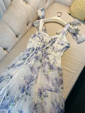 Niulatu A Line Straps Sleeveless Floral Lilac Long Prom Dresses HZ1110