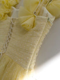 Niulatu A Line Straps Sleeveless Yellow Tulle Long Prom Dresses HZ1110
