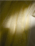 Niulatu A Line Straps Sleeveless Yellow Tulle Long Prom Dresses HZ1110