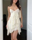 Niulatu A line Straps Ivory Short Chiffon Homecoming Dresses Cocktail Dress HZ1110